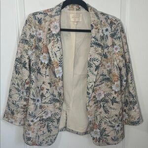 Skies Are Blue Textured Multicolor Floral Blazer - Size Small